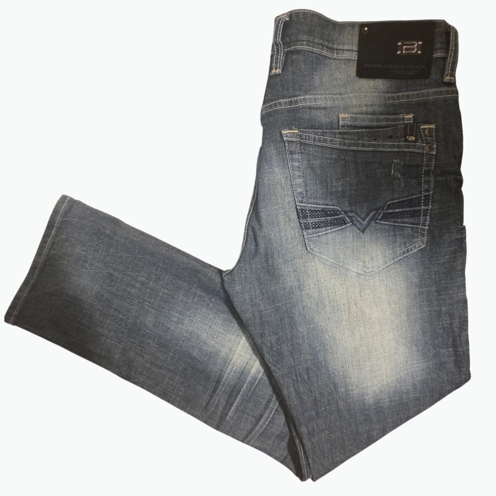 Buffalo David Bitton Evan-X Slim Stretch Jeans – Dark Distressed Wash – 32x30
